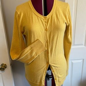 Merona scoop-neck button up cardigan - mustard